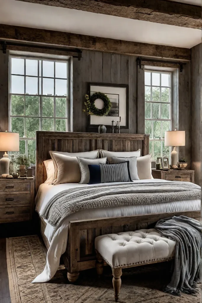 Sustainable bedroom design showcasing the beauty of reclaimed materials