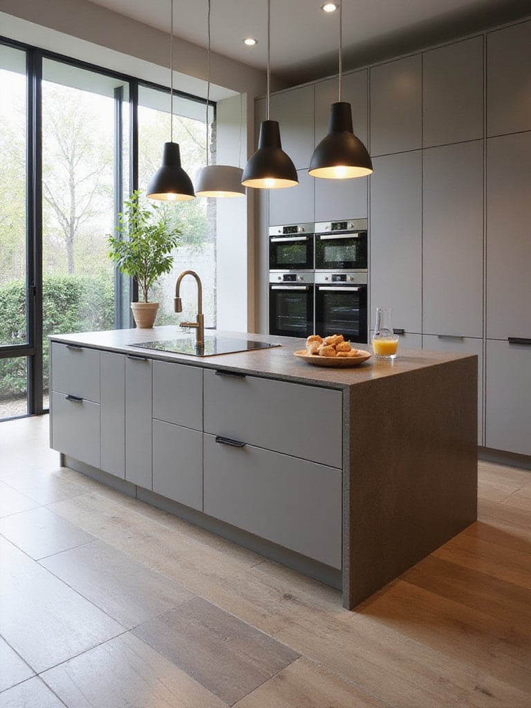 Modern kitchen with a functional kitchen island and natural lighting