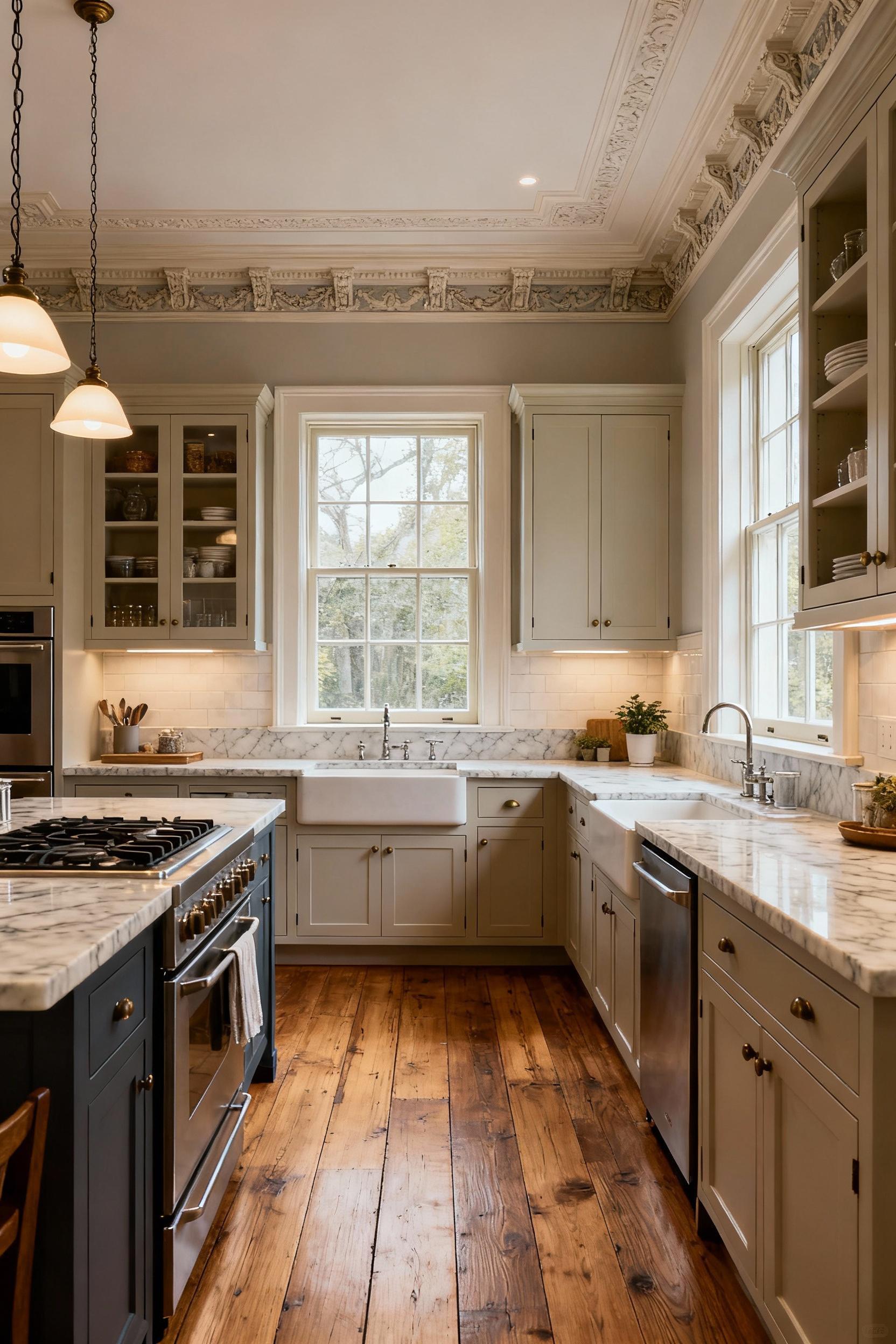 A stunning future-proofed heritage kitchen, blending historic charm with modern functionality for multi-generational enjoyment and property value retention, featuring quality materials and thoughtful design.